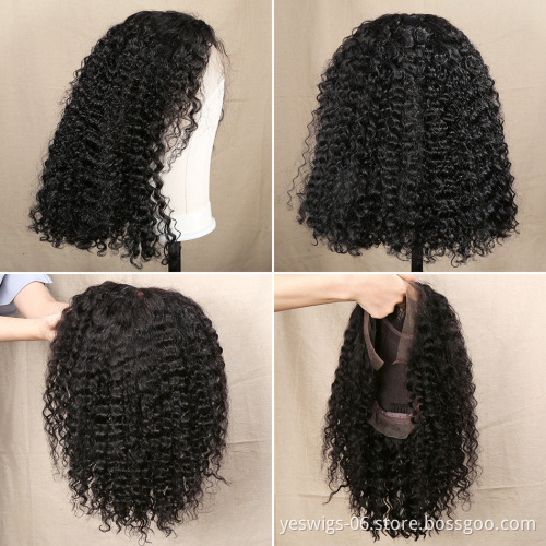 Cheap Kinky Curly Short Bob Human Hair Wig Hd Full Transparent Lace Front Wig Raw Brazilian Virgin Human Hair For Black Women
